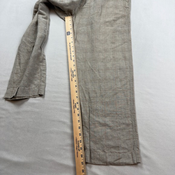 Banana Republic Mens Linen Cotton Glen Plaid Drawstring Pants Beige 32/34 FLAW - Picture 4 of 11